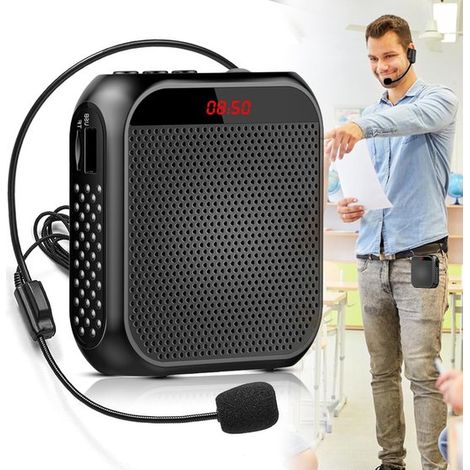 Amplificador de voz inalámbrico portátil con altavoz desmontable y micrófono，mini amplificador de 2200 mAh para instructores，profesores y guías (1/2)