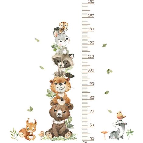 Toise murale pour enfants (50-150 cm) – Toise Animaux de la forêt – Stickers muraux pour chambre d'enfant (1/5)