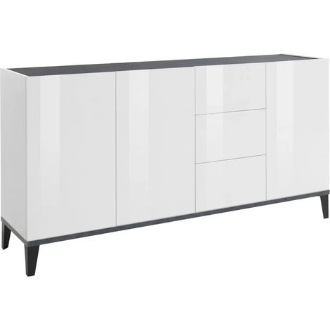 Credenza 160 cm Bianco Grigio Madia da Soggiorno 3 Ante 3 Cassetti (1/5)