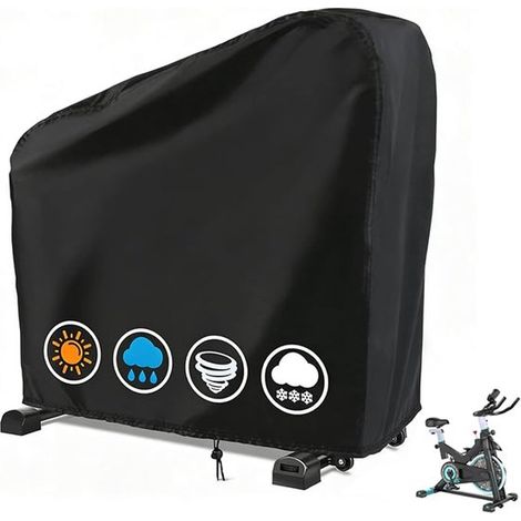 Funda para bicicleta estática, 1 pieza, Funda para bicicleta, 140 × 60 × 120 cm, Impermeable, a prueba de polvo, lluvia y sol, Ajustable, Negra (1/5)