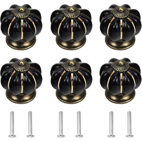 Lot de 6 poignées de meuble, boutons de placard, poignées de porte et de tiroir, poignées de placard en céramique, accessoires avec vis, pour armoire, placard, cuisine, chambre d'enfant (1/5)