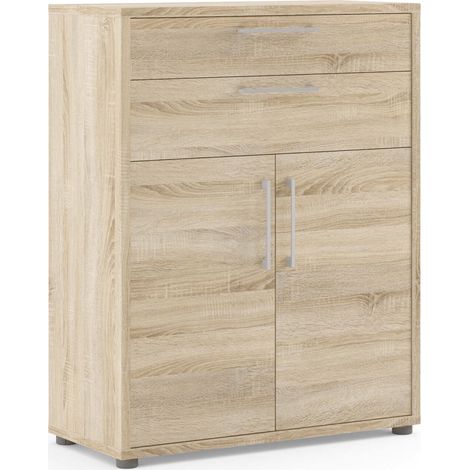Buffet Agra, Bahut à Étagère, 2 Tiroirs, 40x89x113h cm Chêne Marron (1/5)