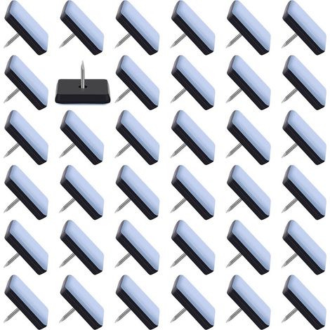 Paquete de 50 deslizadores para muebles de 25 x 25 mm, deslizadores deslizantes de teflón, deslizadores para muebles con clavos, deslizadores para sillas con clavos