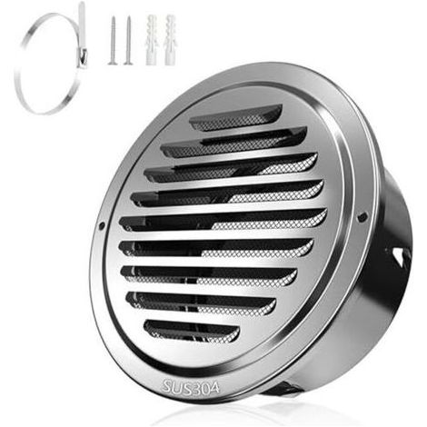 Grille de ventilation de 110 mm, en acier inoxydable 304, grille de ventilation épaisse, grille d'évacuation avec moustiquaire, grille de protection ronde contre les intempéries pour garage, cuisine, (1/5)