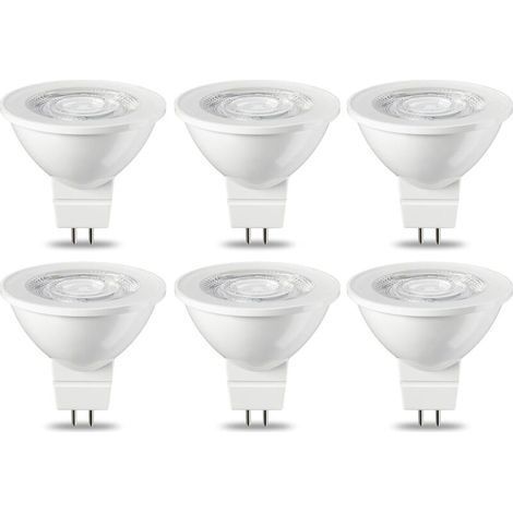 Lot de 6 ampoules LED GU5.3 MR16 5 W Blanc chaud non dimmable, 220 V [Classe énergétique G]