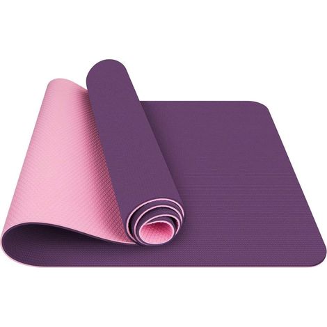 Yogamat - Tpe - 183 X 61 X 0 6 Cm - Antiderapant - Pour Yoga Pilates Gymnastique Fitness - Violet - 1 Piece