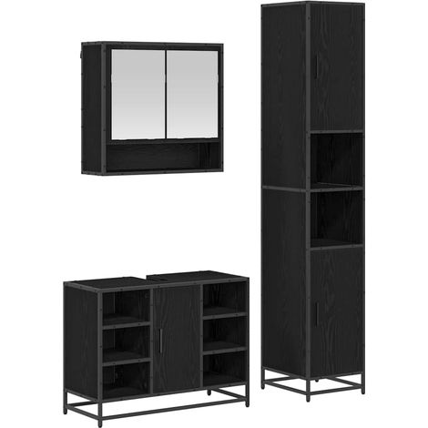 Maison Exclusive - Badezimmermöbel-Set 3 pcs Schwarz Eichen-Optik