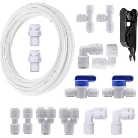 10 Mètres Tuyau d'alimentation en eau, Kit de connecteurs 3/8 pouce, Raccord filtre RO, Pour réfrigérateur Side by Side (1/5)