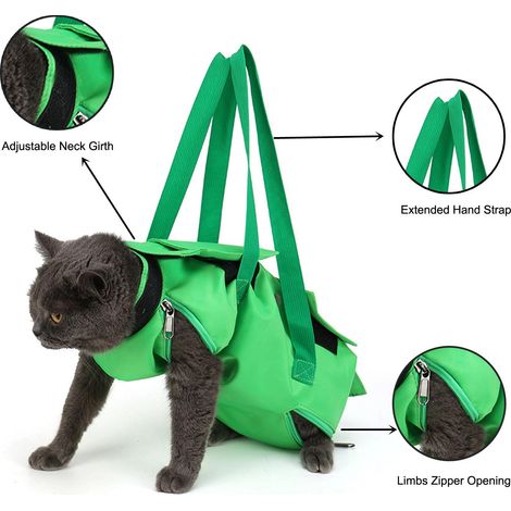 Sac de toilettage pour chats, sac de voyage pliable pour chats, sac de toilettage résistant aux morsures et aux griffures pour chats, sac de transport pour ranger les gouttes pour les yeux, le nettoye (1/3)