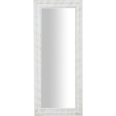 Rectangular bathroom wall mirror Horizontal vertical Makeup mirror wood frame white shabby Long mirror for hanging (1/5)
