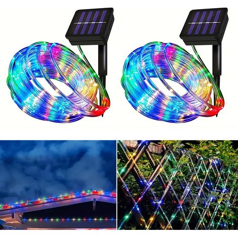 guirlandes lumineuses solaires d'extérieur étanches 100 LED Lumières colorées Idéale pour les jardins et Noël 12 m (1/5)