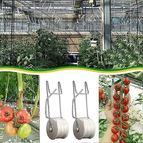 Tomatenstützhaken mit 15 m Schnur – 6er-Pack, umwickelbare Haken für Gewächshaus-Tomatenrankgitter (1/4)