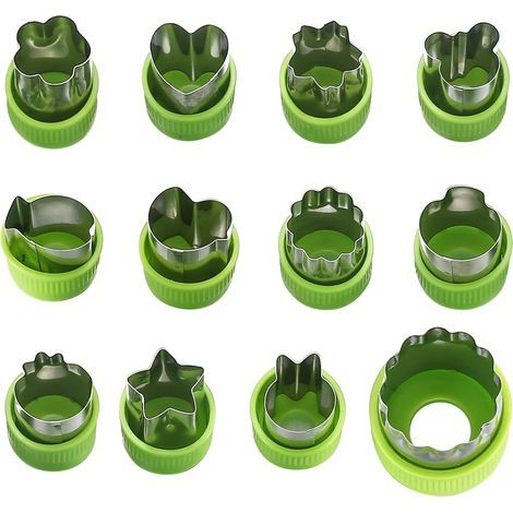 Coupe-légumes,Moule en forme d'animal 12 pièces Acier inoxydable Mini coupe fruits Set de coupe légumes avec Coupe vague pour Outils de pâtisserie et de supplément alimentaire pour les enfants (1/5)
