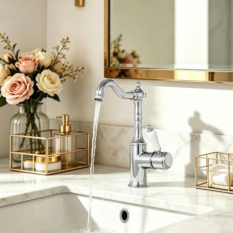 Robinet de lavabo, laiton, monocommande, surélevé, pour vasque (1/5)