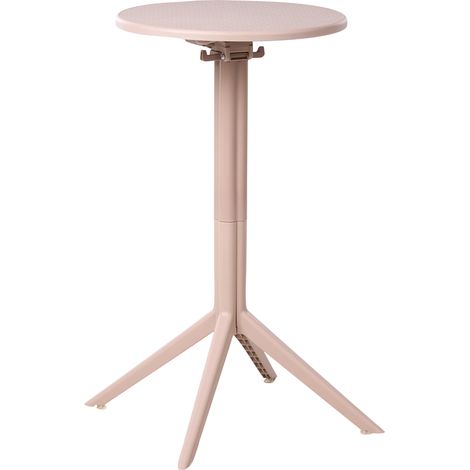 Mesa de balcón redonda sintética con tablero abatible resistente al aire libre exterior beige Legrena