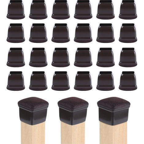 24 pcs Pieds de Chaise Silicone 14-19mm Protege Pied de Phaise,Plaquettes Pieds Meubles Chaise,Housses de Table Antidérapantes pour Meubles,Protections Bois pour Pieds de Meubles Marron Foncé Carré (1/5)
