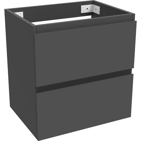 Aica Ensemble de meuble Salle de Bain Anthracite 50cm, suspendu avec 2 tiroirs, sans compter vasque