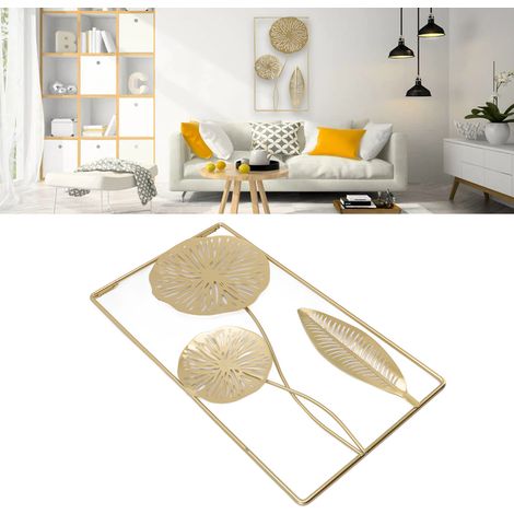 Hängender Wandschmuck aus Eisen, rechteckige, durchbrochene Form, goldene Blume, Ornament für Wohnzimmer oder Kaffeeecke. (1/5)