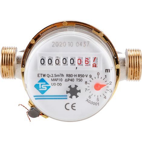 Compteur d'eau froide de 15 mm (1/2 pouce) avec lecture du débitmètre cubique, compteur rotatif réglable à 360°, précision de mesure de l'eau de 0,0001 pour le jardin et la maison (1/5)