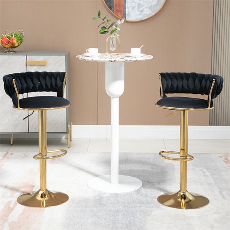 Lot de 2 tabourets de bar pivotants réglables à hauteur de comptoir avec repose-pieds 21,26x18,11x30,90-38,19 pouces - Noir (1/5)