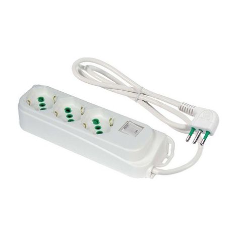 MULTIPRESA BIPASSO SCHUKO + TERMICO RETAIL FME - BIANCO POSTI 3 2P+T 16A N°XMMQ 3X1,0 MT 1,5- 2 pezzi