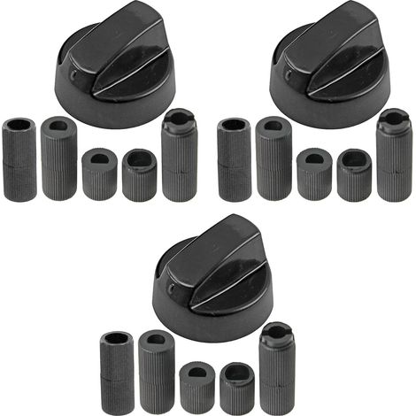 3 Bouton De Commande Universel, Noir, Avec Adaptateurs, Pour Four Et Cuisinière (1/5)