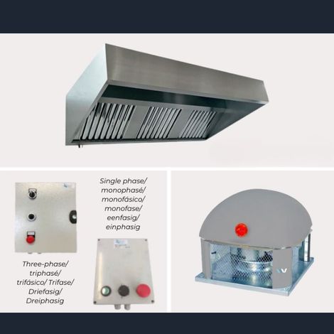 Pack 400° HOTTE + TOURELLE de toit + Variateur de vitesse L 1,50 mètres