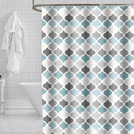 Cortina de ducha con estampado de farolillos (1 pieza), resistente al moho, W (1/3)