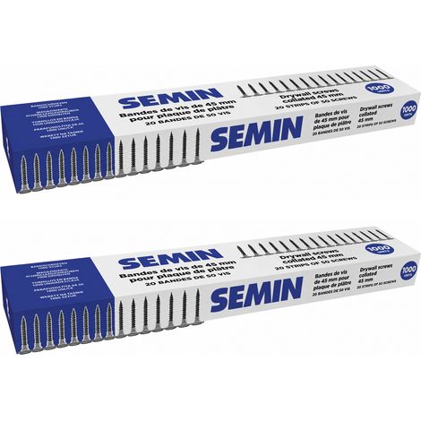 SEMIN Bandes de Vis TTPC 3,5 x 45 mm - 1000 pcs (20 Bandes de 50) - Auto-Perceuses - Compatible Visseuses Automatiques (Lot de 2) (1/5)