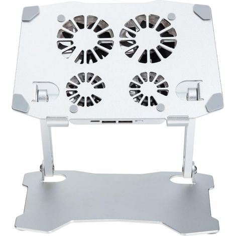 Support Réglable Argentés en Métal 4 Ventilateurs Silencieux Protection Antidérapante et Anti-Rayures pour Ordinateur Portable pour Bureau et Maison (1/5)