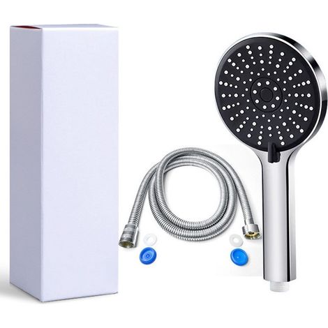 Pommeau de douche économique universel avec flexible pour salle de bain couleur argentée (1/3)