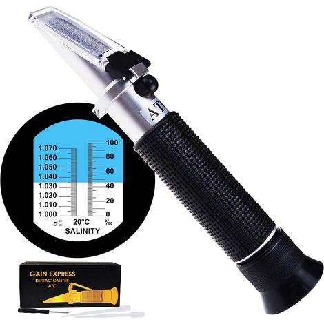 1 Réfractomètre Salinité ATC Double Échelle 0-10% 0-100ppt Aquarium Marin Industrie