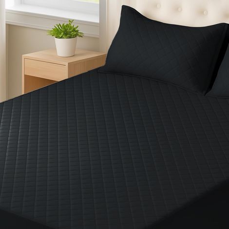 Protege Matelas Impermeable 90x190cm, Premium Respirant Housse Matelas, Silencieux, Élastique Tout Autour, Naturellement Anti Acarien Et Anti Bacterien, Souple, Lavable, Noir (1/5)