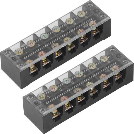 Bornier à vis double rangée avec couvercle transparent pour éclairage de pont 60A 600V 2 pièces 6 positions (606) (1/5)