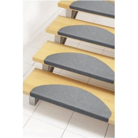 Marches d'escalier autocollantes faciles d'entretien (6 pièces, 24 x 65 cm), grises, en polypropylène, durables et sûres pour la maison