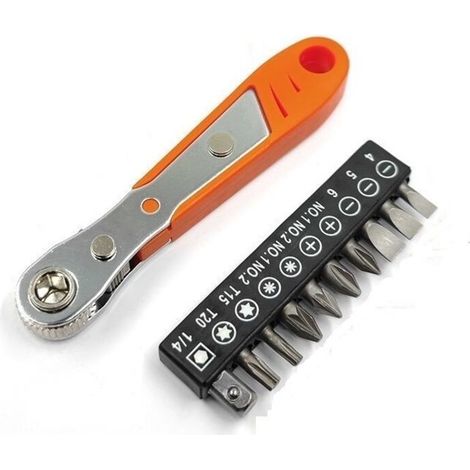Jeu d'embouts 11 pièces, avec 10 bits et 1 mini cliquet