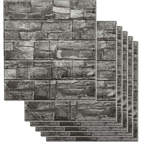 Lot de 10 autocollants muraux 3D motif brique, 35x38 cm, imperméables, pour salon (1/5)