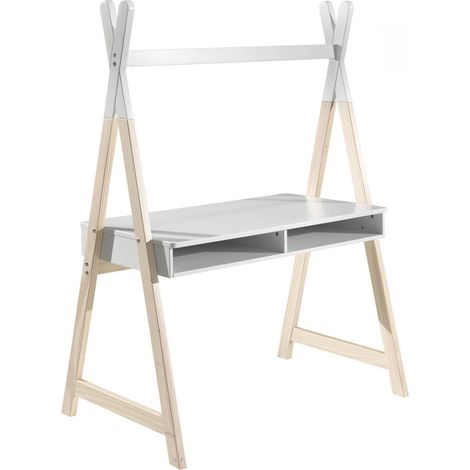 BODHI WHITE - Bureau Tipi avec Niches Blanc et Bois (1/2)