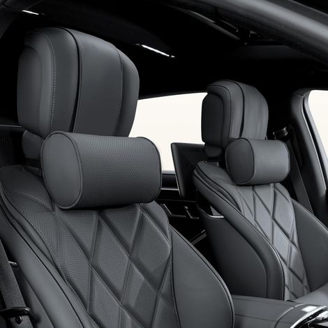 Coussins Appuie Tête Voiture, Support de Nuque D'appuie Repose-Tête Cervical Oreillers de Cou avec Cuir Mousse à Mémoire pour Le Siège d'Auto Conduite Passager Voyage, Noir, 2 Pièces (1/5)
