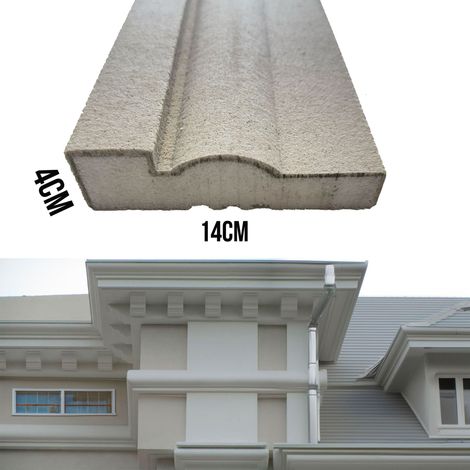 €9,99ml  STOCK . Pacco da 16ml di cornice decorativa in XPS Resinata per esterno 14X4X200cm  PD121