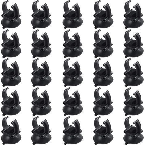 25 Pièces Aquarium Ventouse Porte-Tube, Support De Ventouse D'aquarium, Aquarium Sucker Réservoir De Poissons Ventouse Clip en Plastique PVC Noir (1/5)
