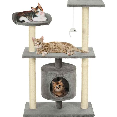 170512 vidaXL Cat Tree with Sisal Scratching Posts 95 cm Grey (1/5)