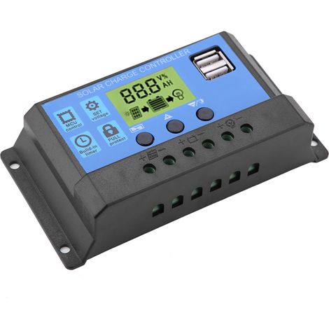 10A 12V 24V PWM Solarladeregler, Dual-USB-Anschluss, LCD-Bildschirm, Regelungsregler (YJSS-10A) (1/5)