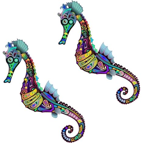 Healeved Stickers muraux hippocampe amovibles, lot de 2, en PVC, motif mignon pour la décoration (1/5)