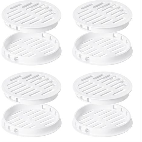 Rejilla de ventilación de plástico, cubierta de ventilación redonda de 80 mm para zapatero, cocina, 8 piezas, blanca (1/5)