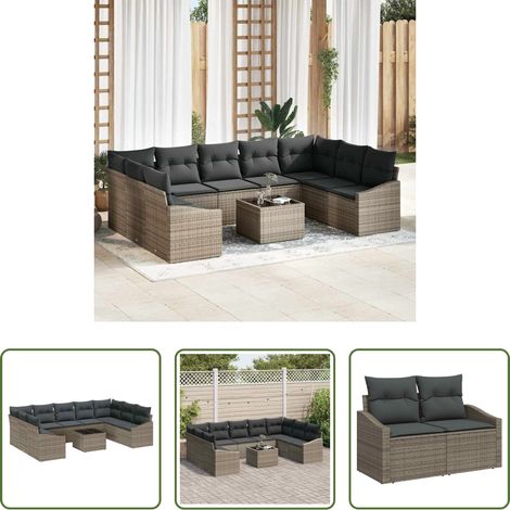 Poly-Rattan - Gartensofa-set mit Speicher Hellgrau Poly-Rattan (1/5)