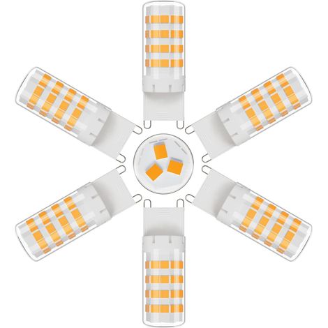 G9 LED Lampe Warmweiß 2700K, G9 Leuchtmittel 5W Ersatz Für Halogenlampe 50W, Kein Flackern, 600 Lumen 360° Weitwinkel AC 220-240V, Non Dimmbar, 6er Pack (1/5)
