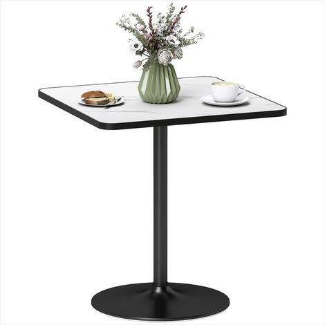 Table à manger ronde moderne effet marbre blanc 70 cm - Base métal - 4 personnes (1/5)