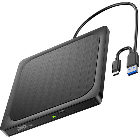 Lecteur DVD Externe à Finition Métal Brossé USB 3.0 - Graveur CD/DVD±RW, Lecteur/Graveur DVD ROM Compatible avec Ordinateurs Portables, Bureau, Windows 11/10/8/7 (Ultra-Slim) (1/5)