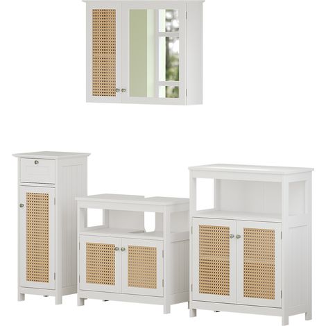 Conjunto de muebles de baño Rosario, Blanco, 4 partes, con armario midi, Vicco (1/5)
